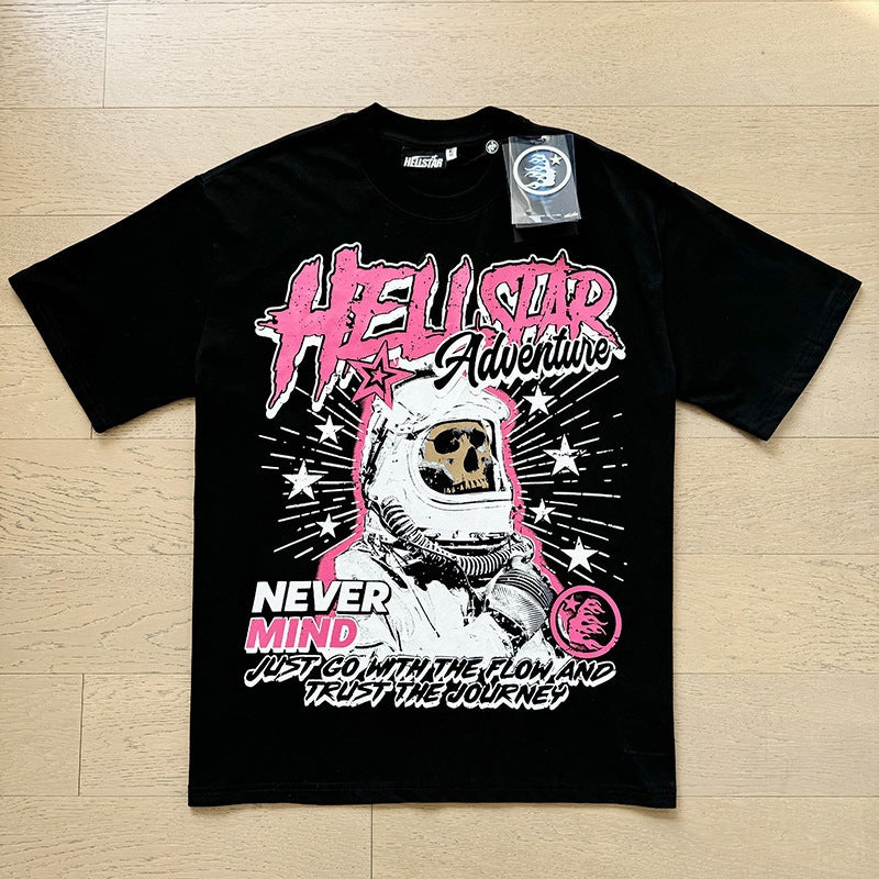 American brand washed distressed letter T-shirt