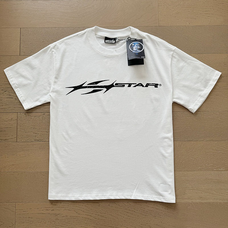 American brand washed distressed letter T-shirt