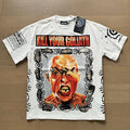 American brand washed distressed letter T-shirt