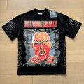 American brand washed distressed letter T-shirt