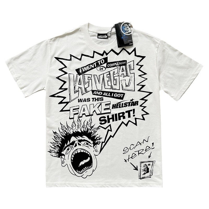 American brand washed distressed letter T-shirt