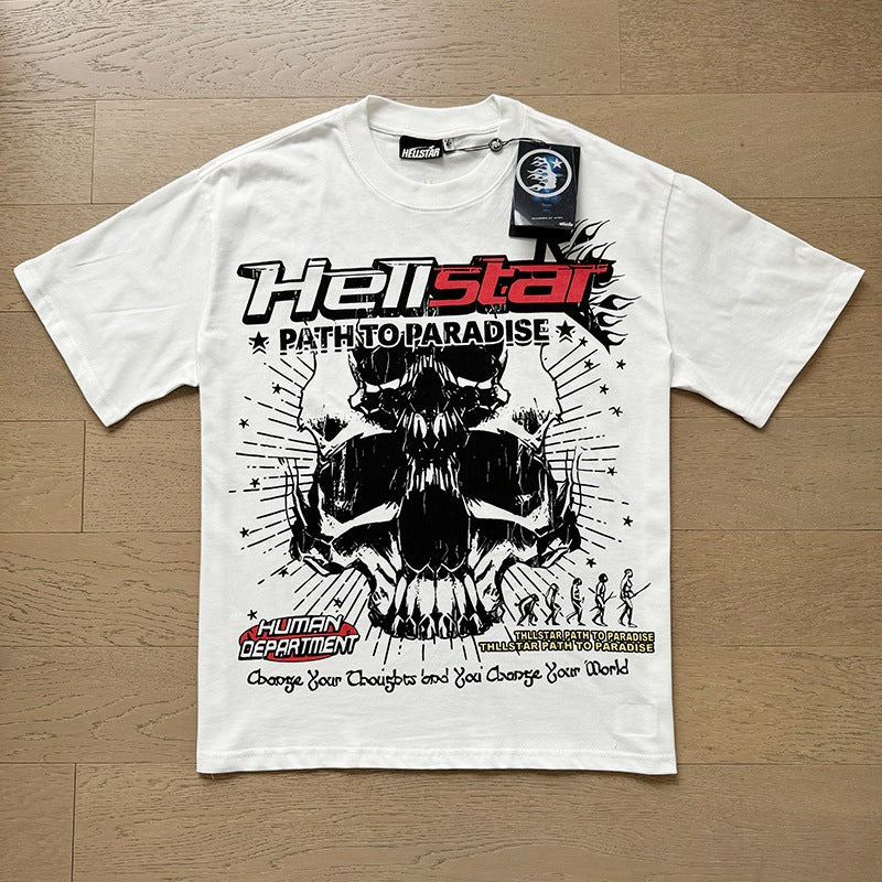 American brand washed distressed letter T-shirt