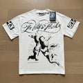 American brand washed distressed letter T-shirt