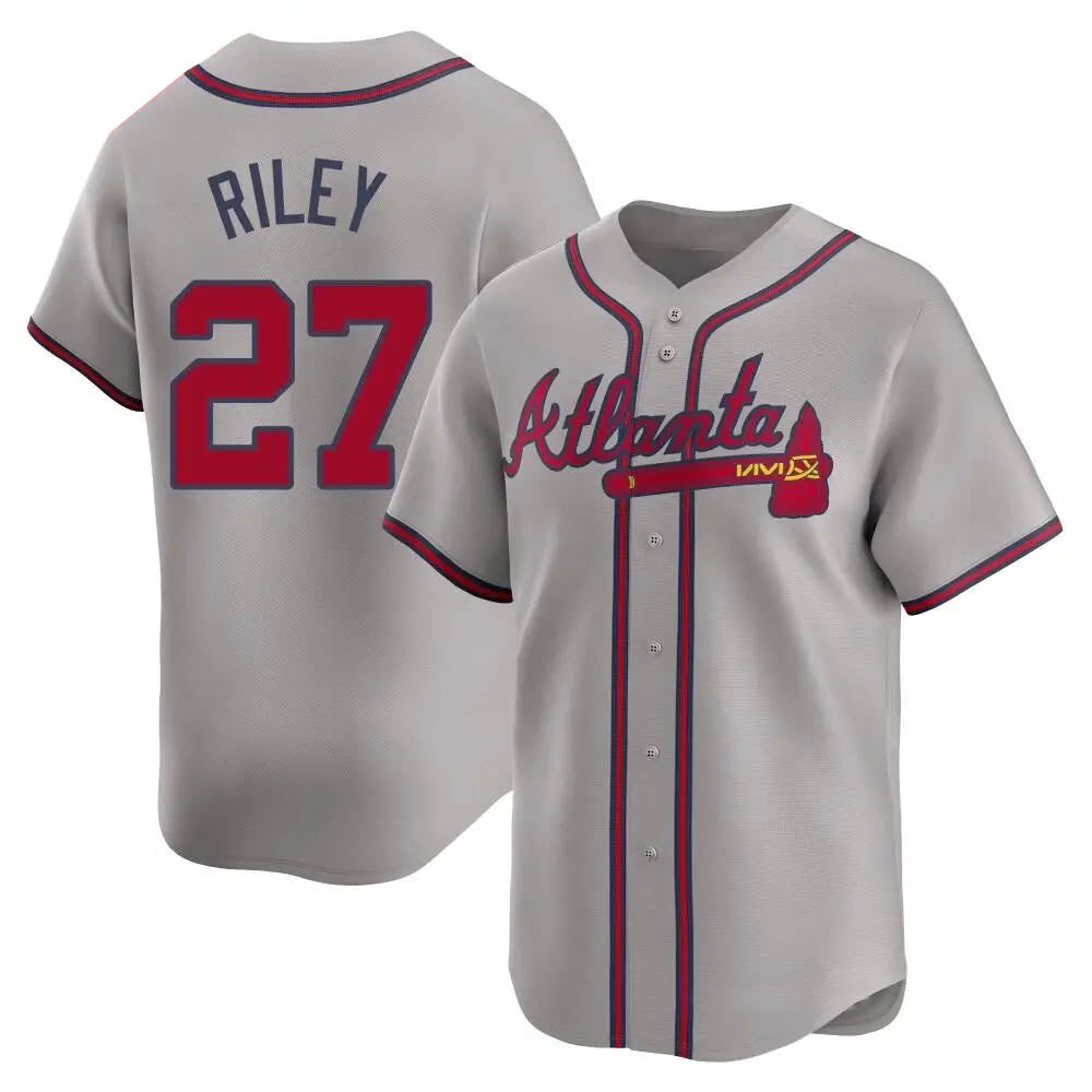 Arlishia A.Braves #27 Austin Riley Player Gray Limited Away Stitched Jerseys
