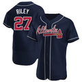 Arlishia A.Braves #27 Austin Riley Player Navy Authentic Alternate Stitched Jerseys