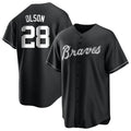 Arlishia A.Braves #28 Matt Olson Player Black&White Replica Stitched Jerseys