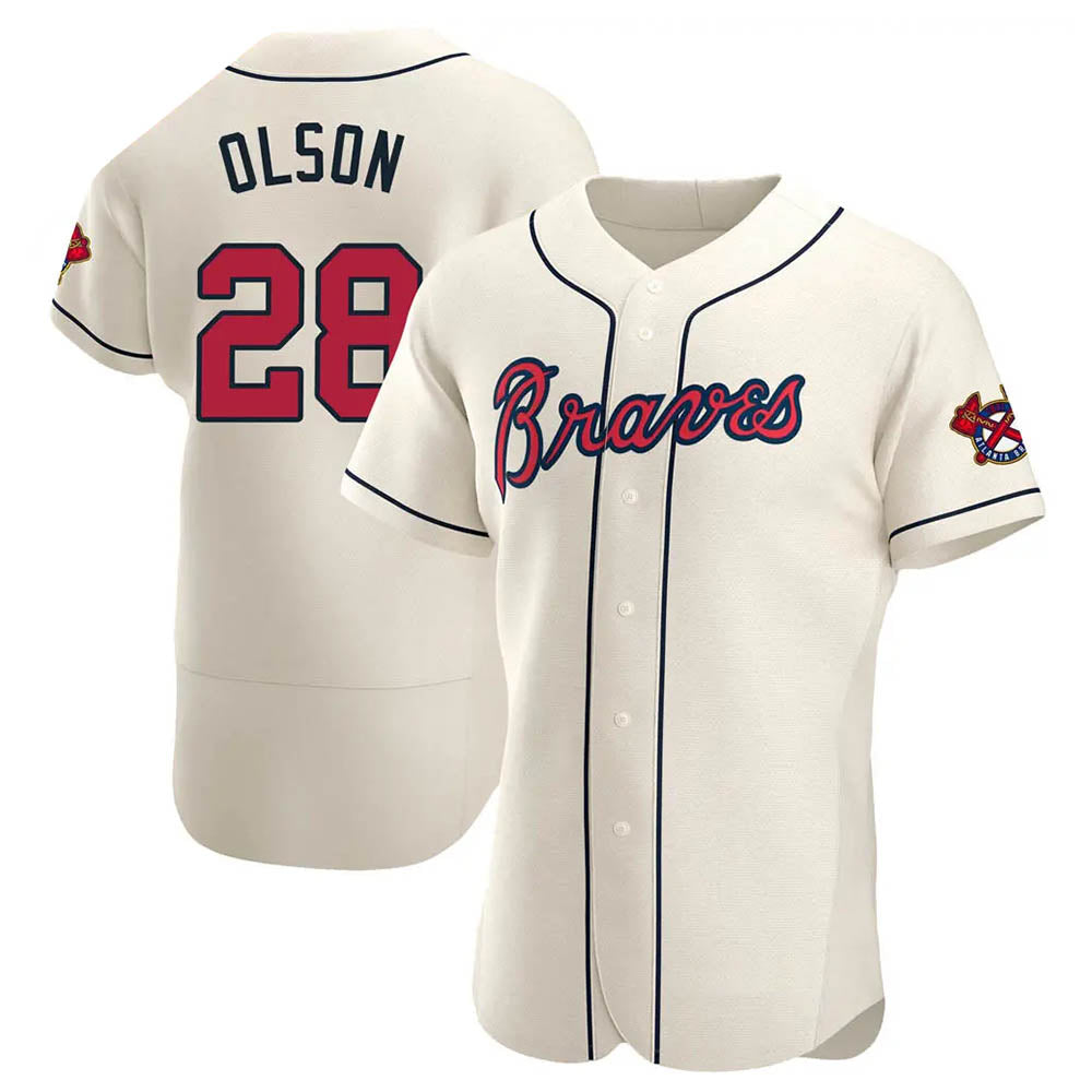 Arlishia A.Braves #28 Matt Olson Player Cream Authentic Alternate Stitched Jerseys