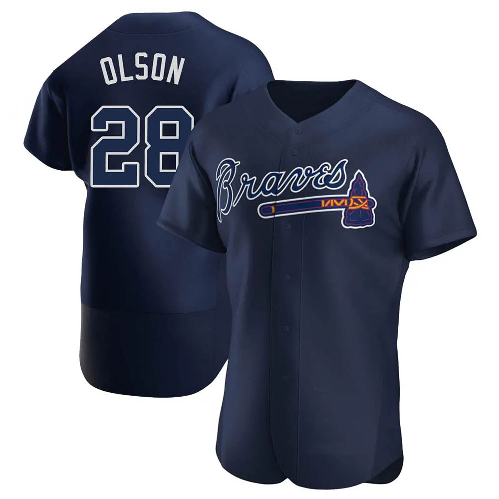 Arlishia A.Braves #28 Matt Olson Player Navy Authentic Alternate Team Stitched Jerseys
