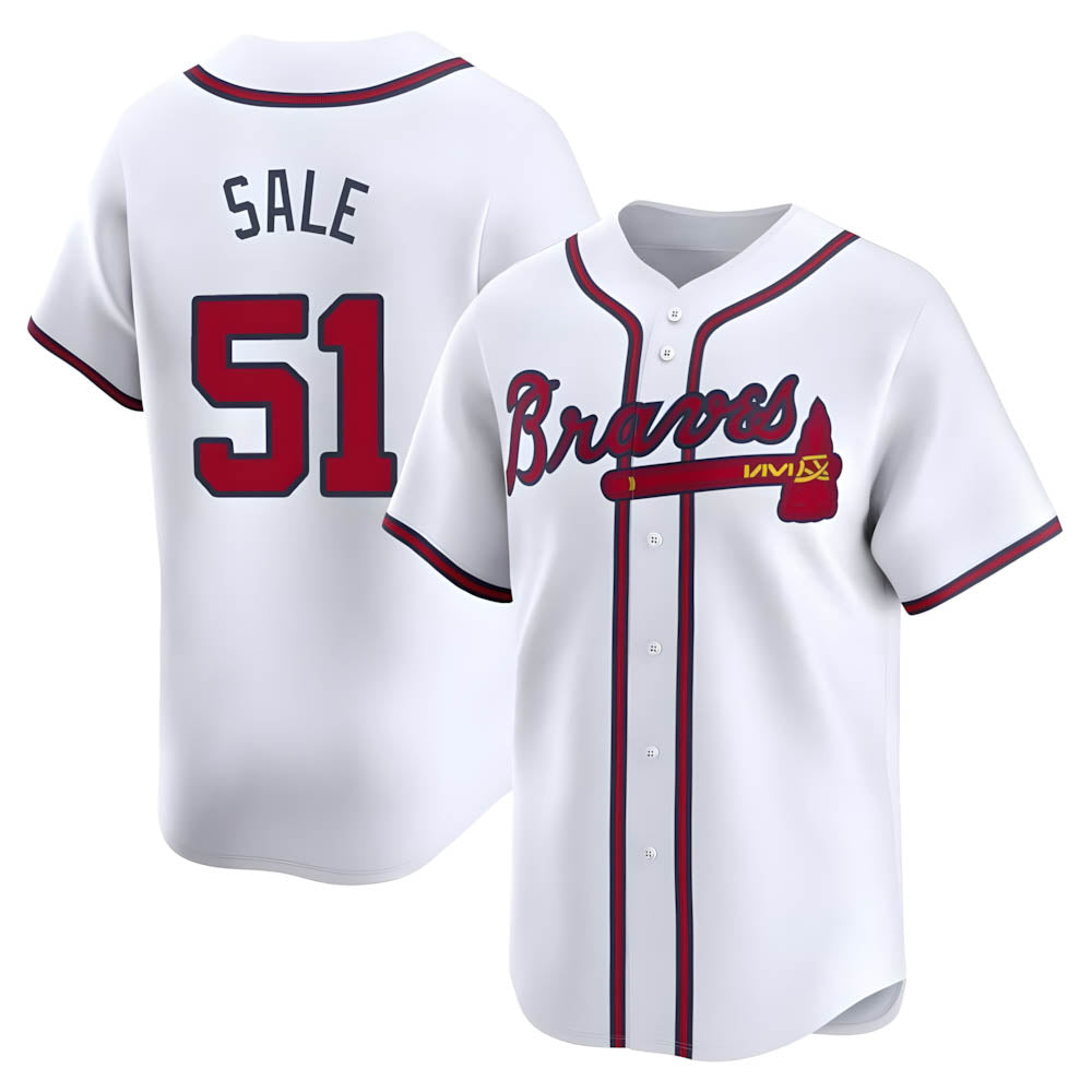 Arlishia A.Braves #51 Chris Sale Player White Limited Home Stitched Jerseys