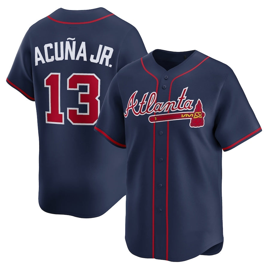 Arlishia A.Braves #13 Ronald Acuna Jr. Alternate Limited Jersey - Navy Personalized Jerseys