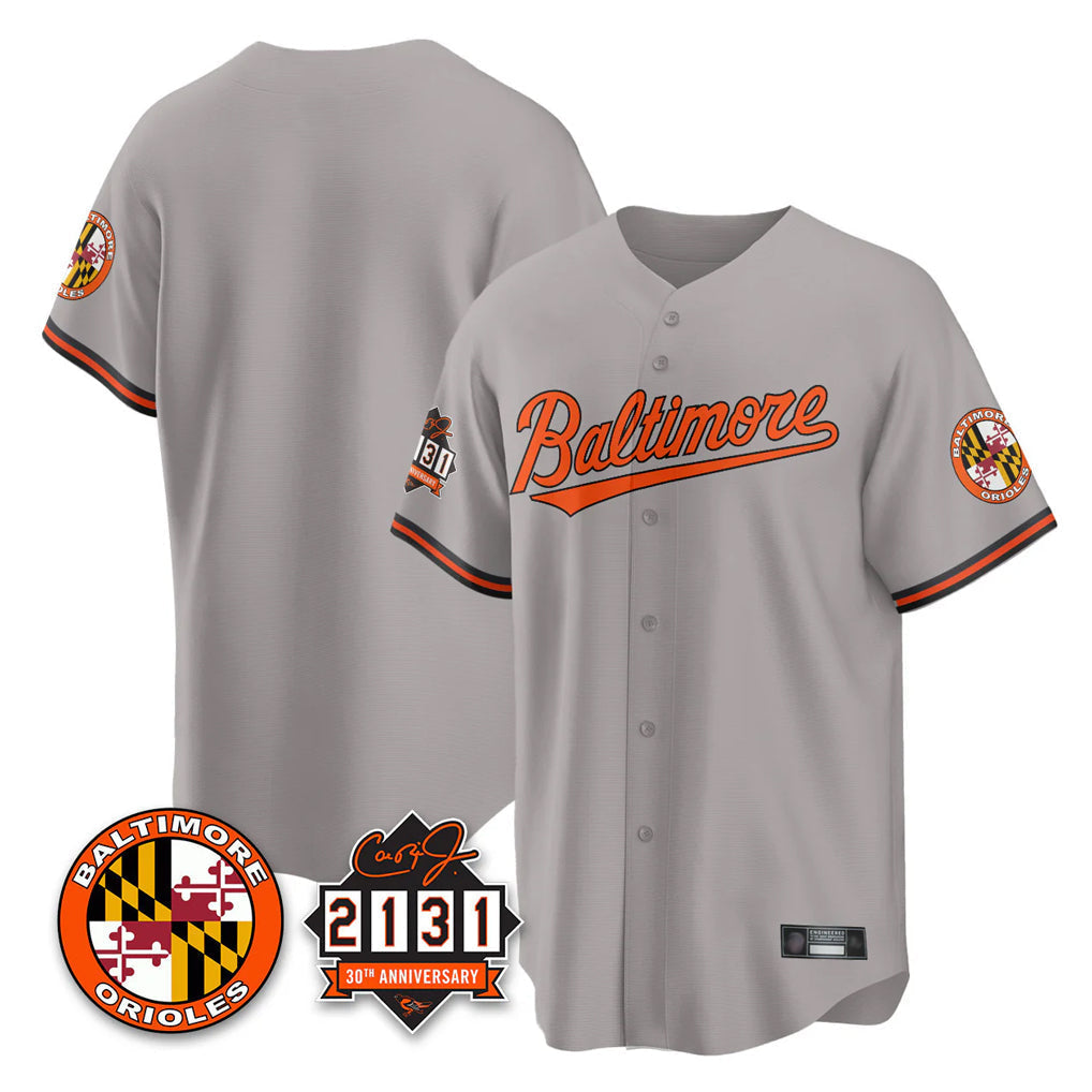Arlishia B.Orioles Gray 30th Anniversary of 2131 Home Game Blank Player Stitched Jerseys