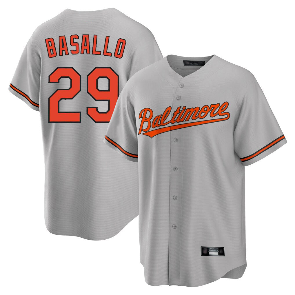 Arlishia B.Orioles #29 Samuel Basallo Player Gray Home Game Stitched Jerseys
