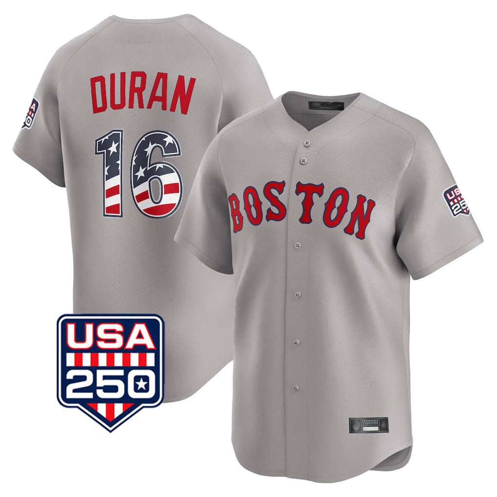 Arlishia B.Red Sox #16 Jarren Duran Player Gray Road USA 250 Fourth of July Limited Home Game Stitched Jerseys