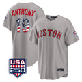 Arlishia B.Red Sox #19 Roman Anthony Player Gray Road USA 250 Fourth of July Home Game Stitched Jerseys