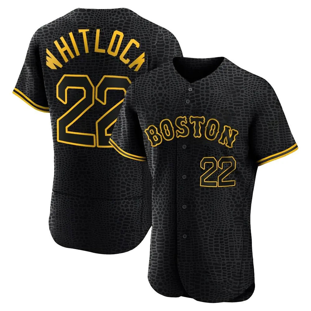 Arlishia B.Red Sox #22 Garrett Whitlock Player Black Snake Skin City Limited Elite Home Stitched Jerseys