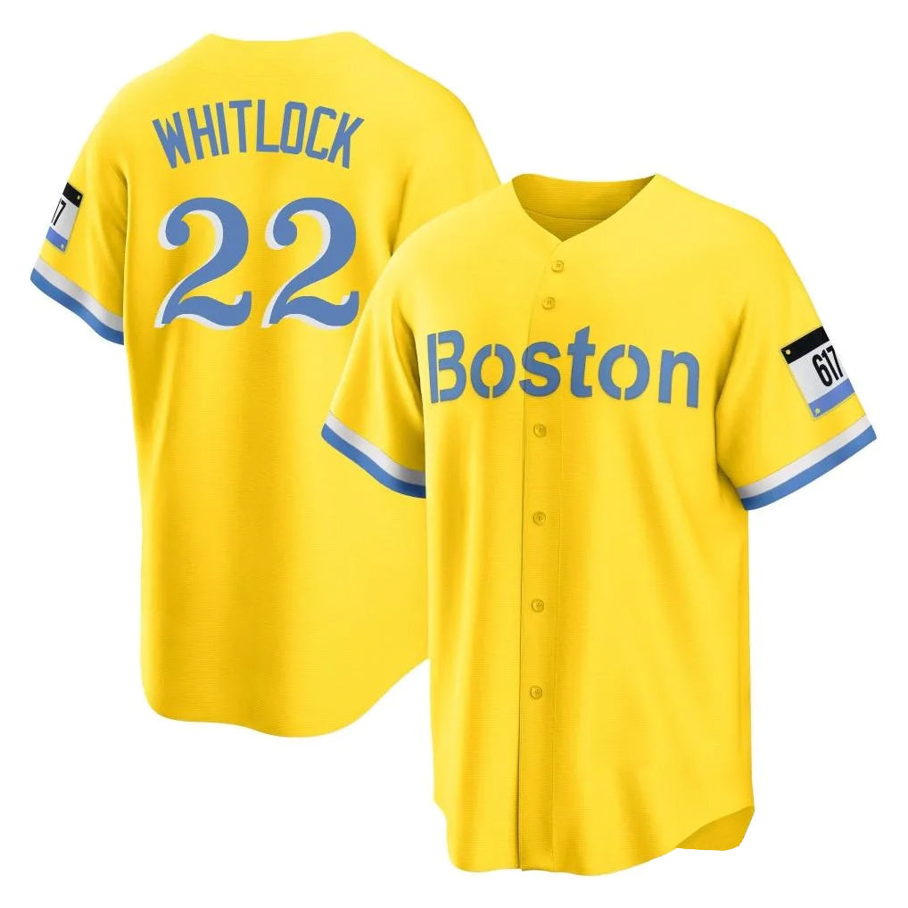 Arlishia B.Red Sox #22 Garrett Whitlock Player Yellow Home Game Stitched Jerseys