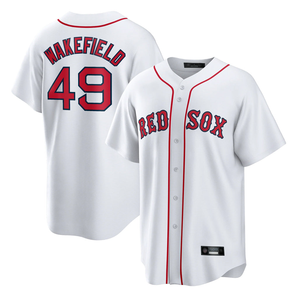 Arlishia B.Red Sox #49 Tim Wakefield Player White Home Game Stitched Jerseys