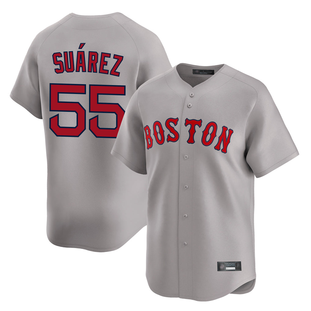 Arlishia B.Red Sox #55 Ranger Su¨¢rez Player Gray Road Limited Home Game Stitched Jerseys