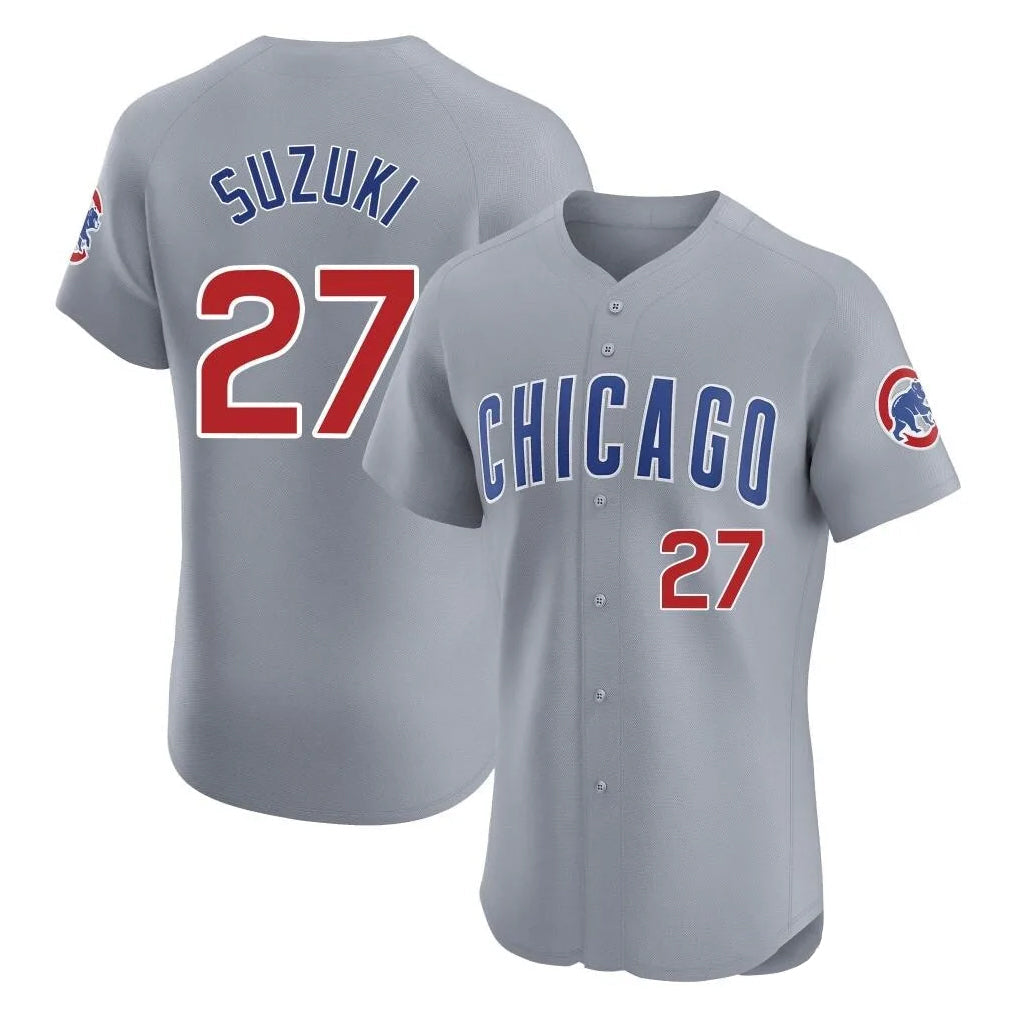 Arlishia C.Cubs #27 Seiya Suzuki Player Gray Road Limited Elite Home Stitched Jerseys
