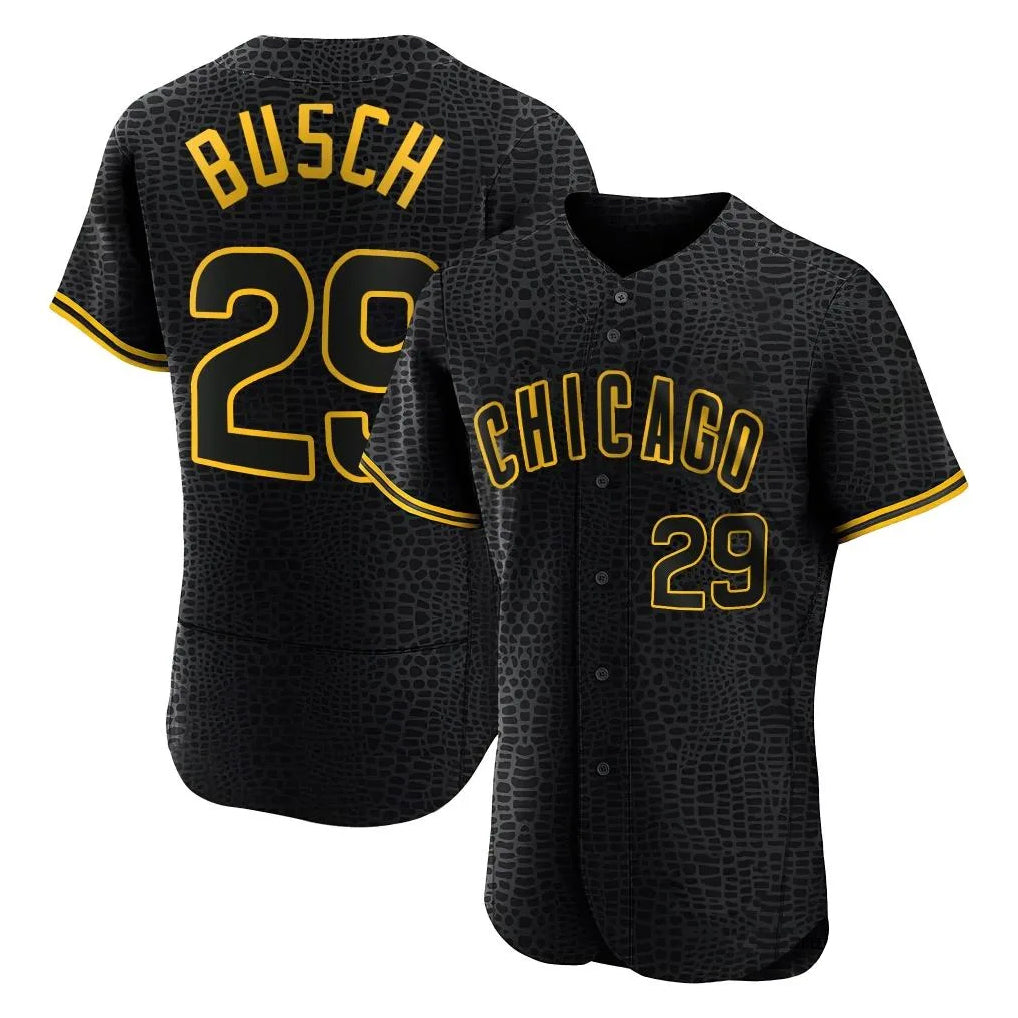 Arlishia C.Cubs #29 Michael Busch Player Black Snake Skin City Limited Elite Home Game Stitched Jerseys