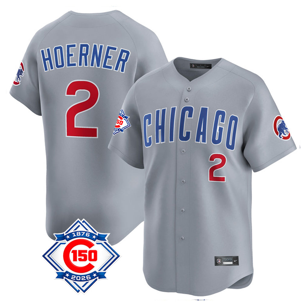 Arlishia C.Cubs #2 Nico Hoerner Player Gray Road 150th Anniversary Limited Home Stitched Jerseys