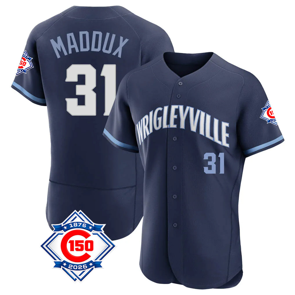 Arlishia C.Cubs #31 Greg Maddux Player Navy City Connect 150th Anniversary Limited Elite Home Stitched Jerseys