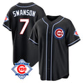 Arlishia C.Cubs #7 Dansby Swanson Player Black Fashion Out 150th Anniversary Game Stitched Jerseys