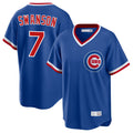 Arlishia C.Cubs #7 Dansby Swanson Player Royal T-shirt Cooperstown Collection Limited Stitched Jerseys