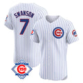 Arlishia C.Cubs #7 Dansby Swanson Player White 150th Anniversary Limited Elite Home Game Stitched Jerseys