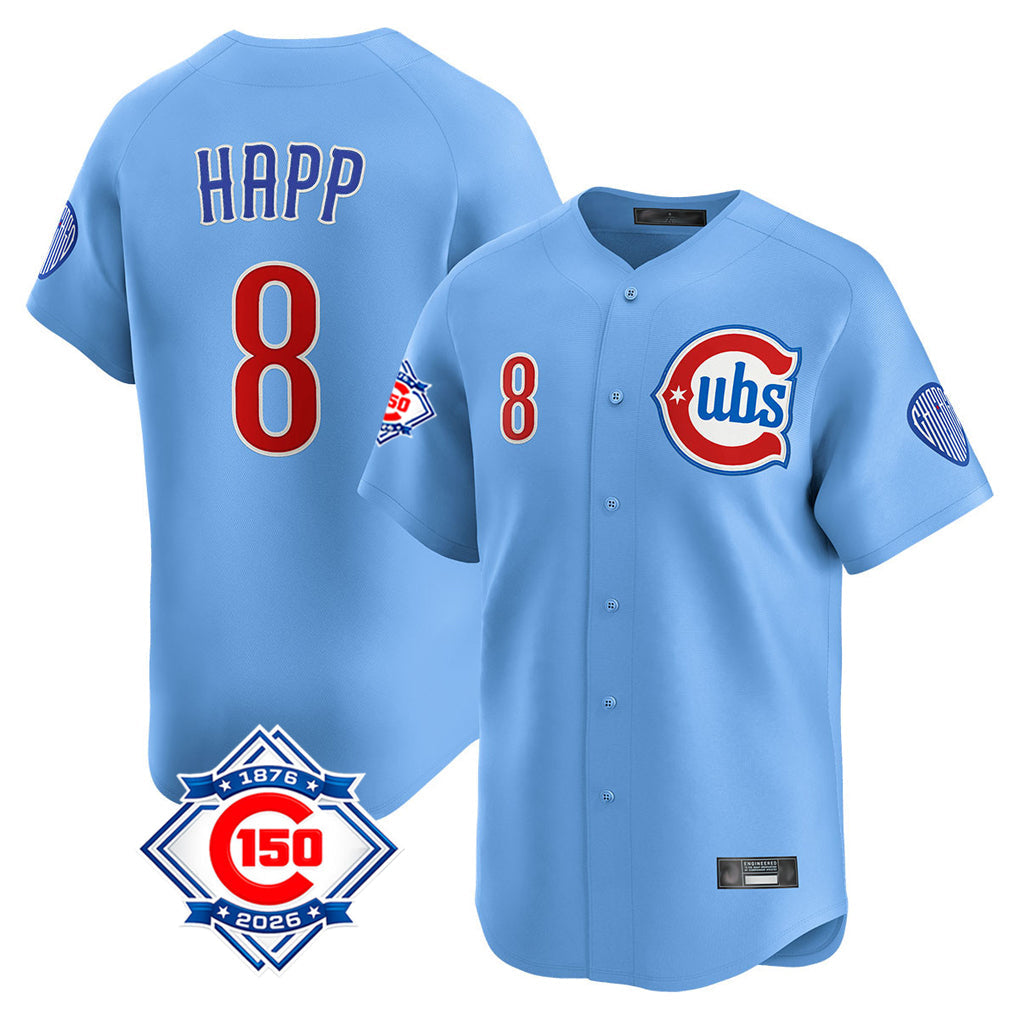 Arlishia C.Cubs #8 Ian Happ Player Light Blue 150th Anniversary Limited Home Stitched Jerseys
