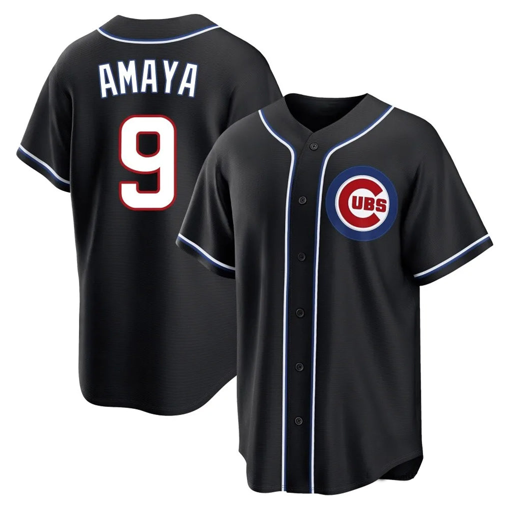 Arlishia C.Cubs #9 Miguel Amaya Player Black Fashion Out Game Stitched Jerseys