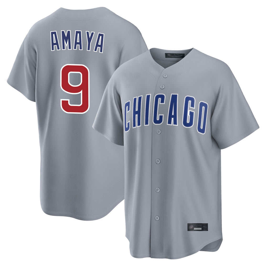 Arlishia C.Cubs #9 Miguel Amaya Player Gray Home Game Stitched Jerseys
