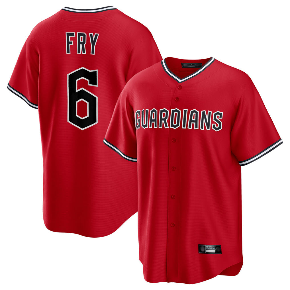 Arlishia C.Guardians #6 David Fry Player Red Home Game Stitched Jerseys