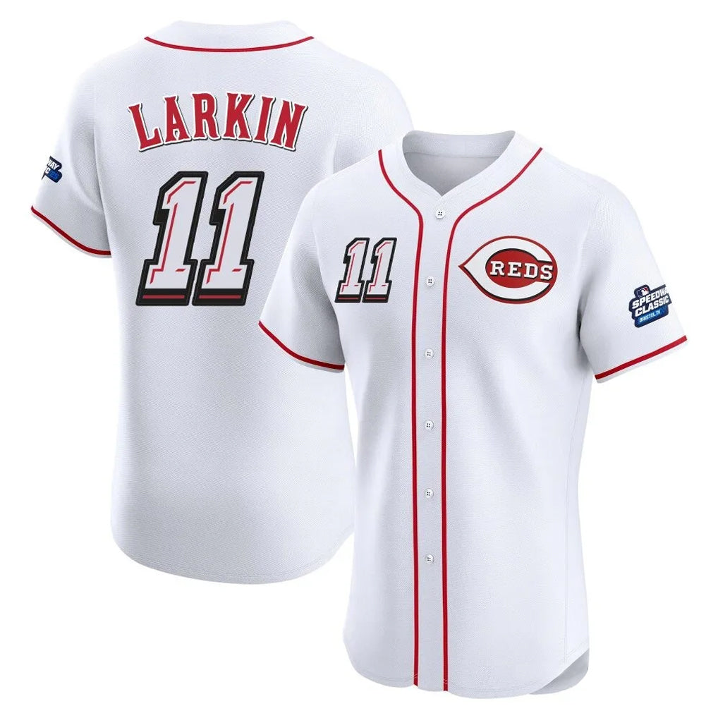 Arlishia C.Reds #11 Barry Larkin Player White Speedway Classic Limited Elite Home Stitched Jerseys