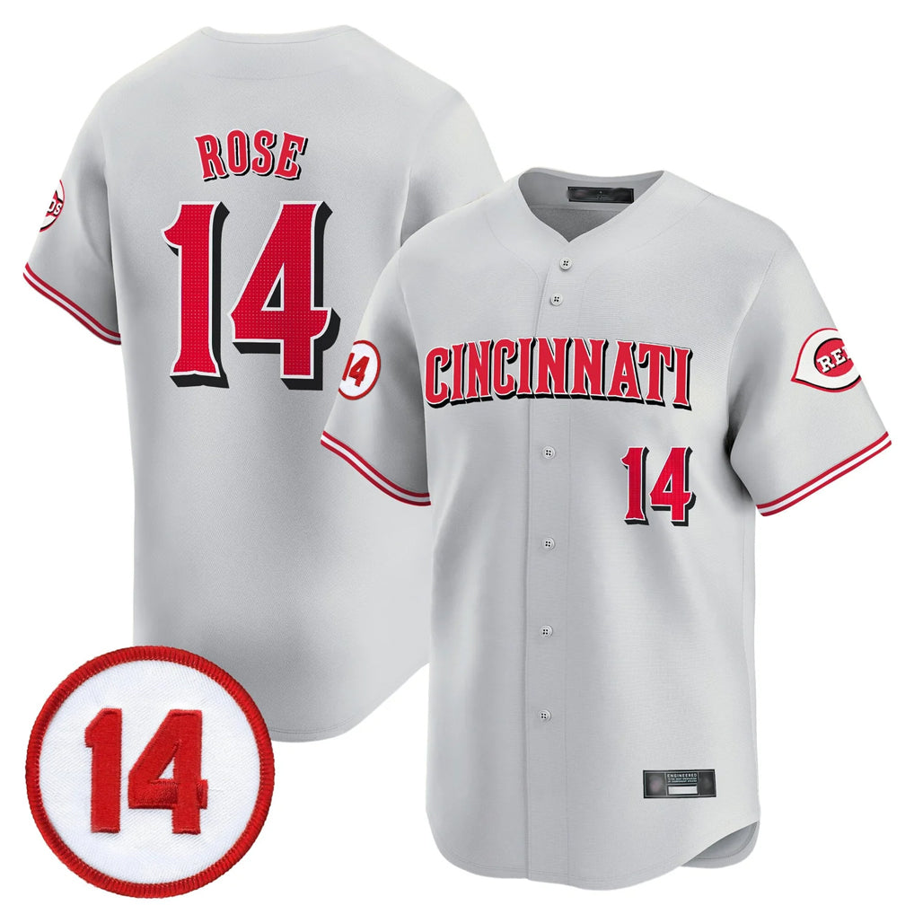 Arlishia C.Reds #14 Pete Rose Player Gray Vapor Premier Limited Home Stitched Jerseys