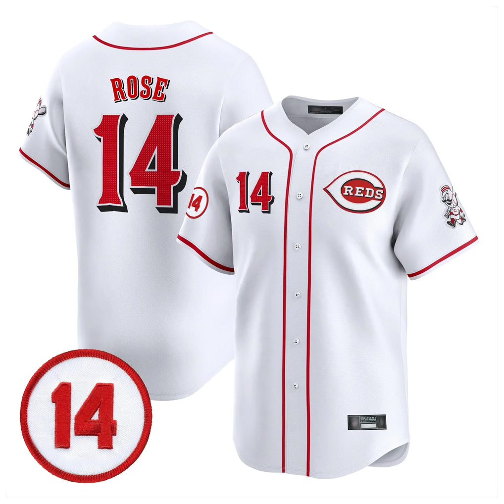 Arlishia C.Reds #14 Pete Rose Player White Vapor Premier Limited Home Stitched Jerseys