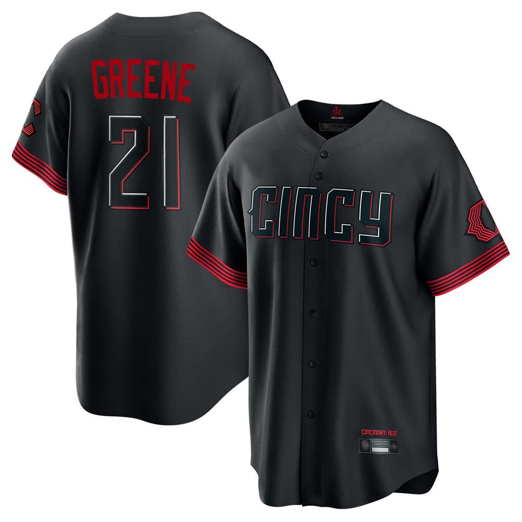 Arlishia C.Reds #21 Hunter Greene Player Black City Connect Home Game Stitched Jerseys