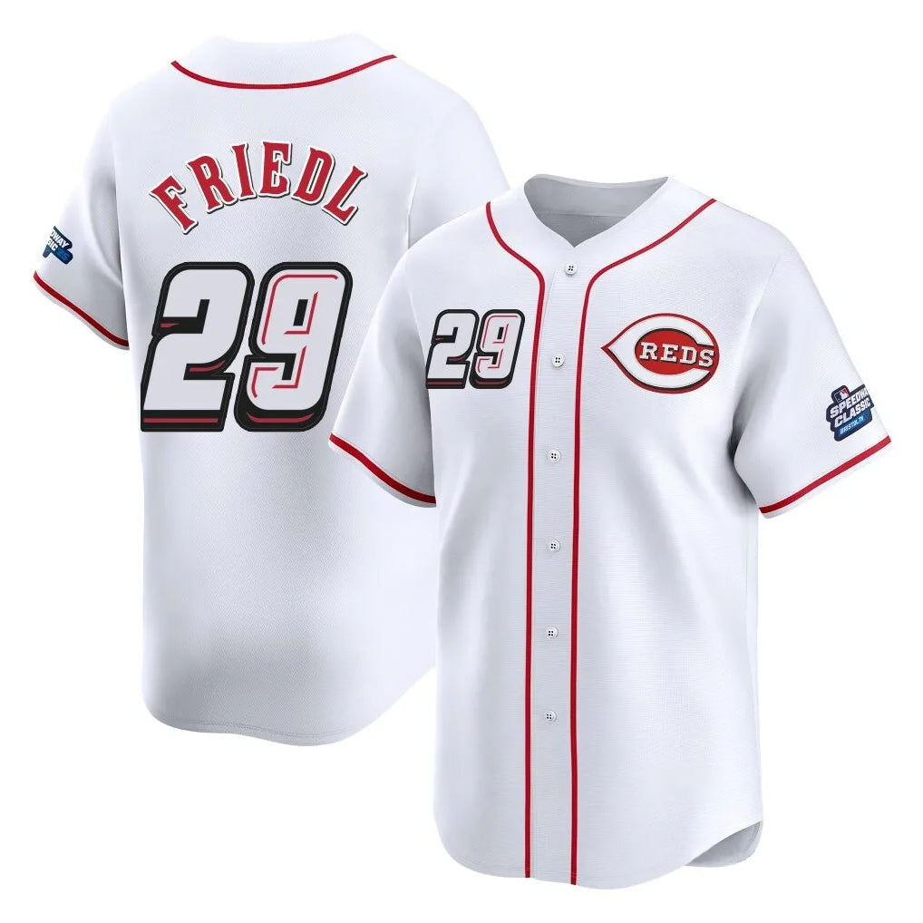 Arlishia C.Reds #29 TJ Friedl Player White Speedway Classic Home Limited Stitched Jerseys