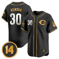 Arlishia C.Reds #30 Ken Griffey Player Black-Gold Vapor Premier Limited Home Stitched Jerseys