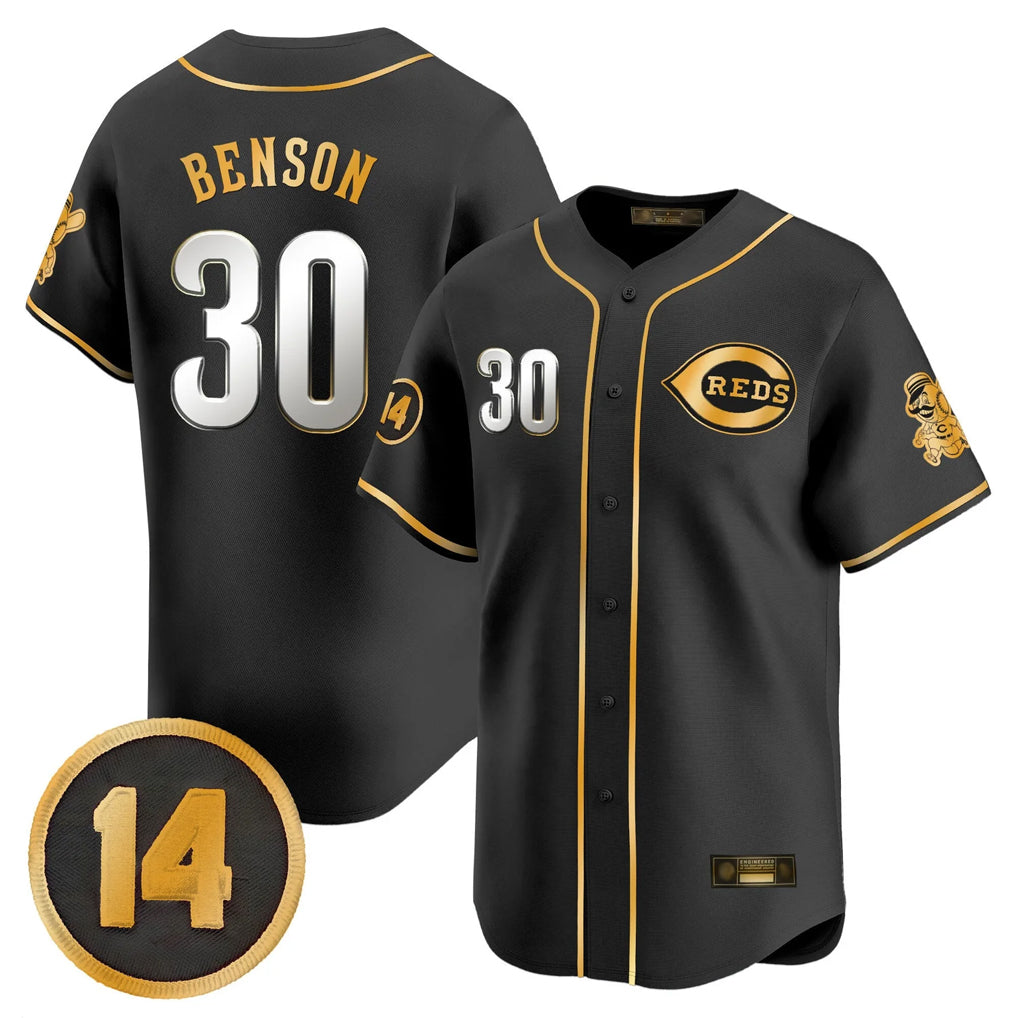 Arlishia C.Reds #30 Ken Griffey Player Black-Gold Vapor Premier Limited Home Stitched Jerseys