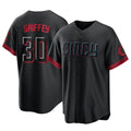 Arlishia C.Reds #30 Ken Griffey Player Black City Connect Home Game Stitched Jerseys