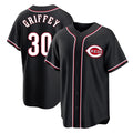 Arlishia C.Reds #30 Ken Griffey Player Black Fashion Out Home Game Stitched Jerseys