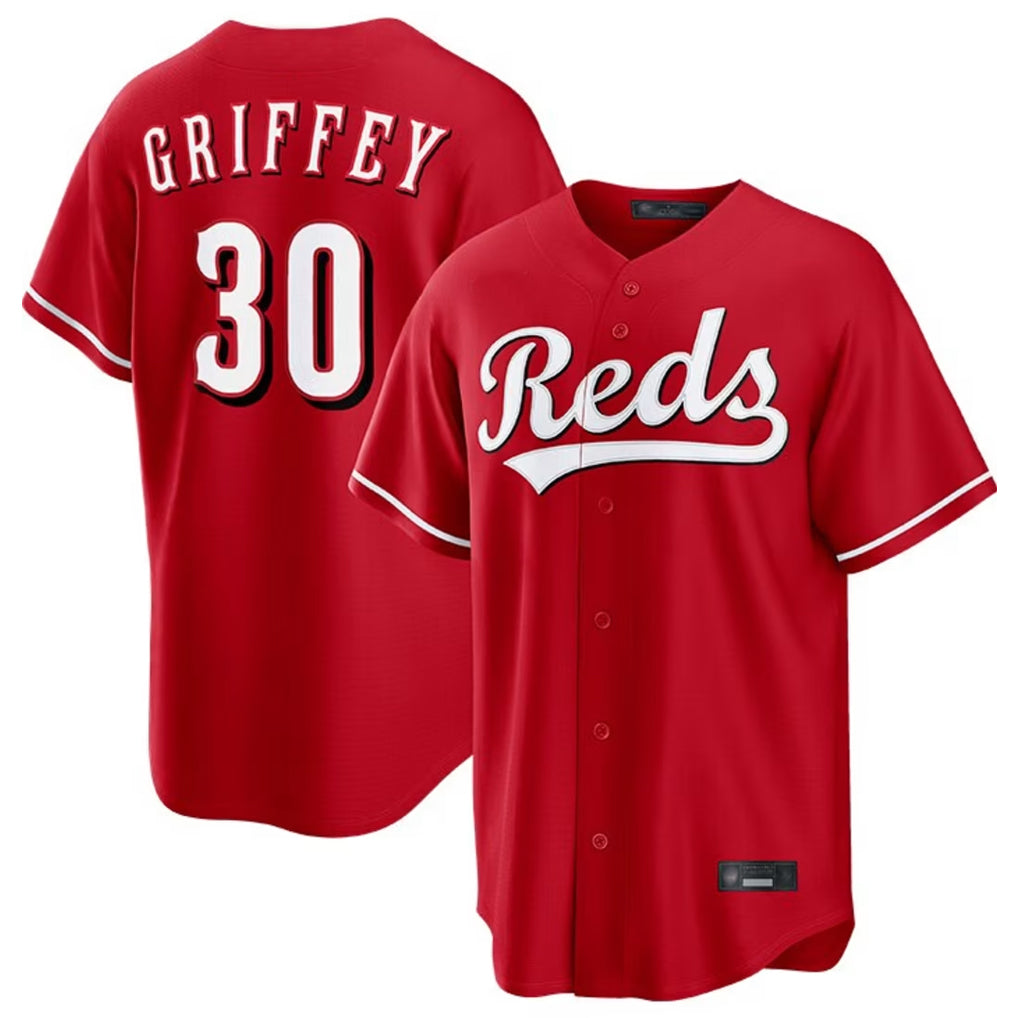 Arlishia C.Reds #30 Ken Griffey Player Red Home Game Stitched Jerseys