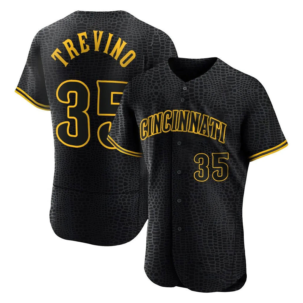 Arlishia C.Reds #35 Jose Trevino Player Black Snake Skin City Limited Elite Home Stitched Jerseys