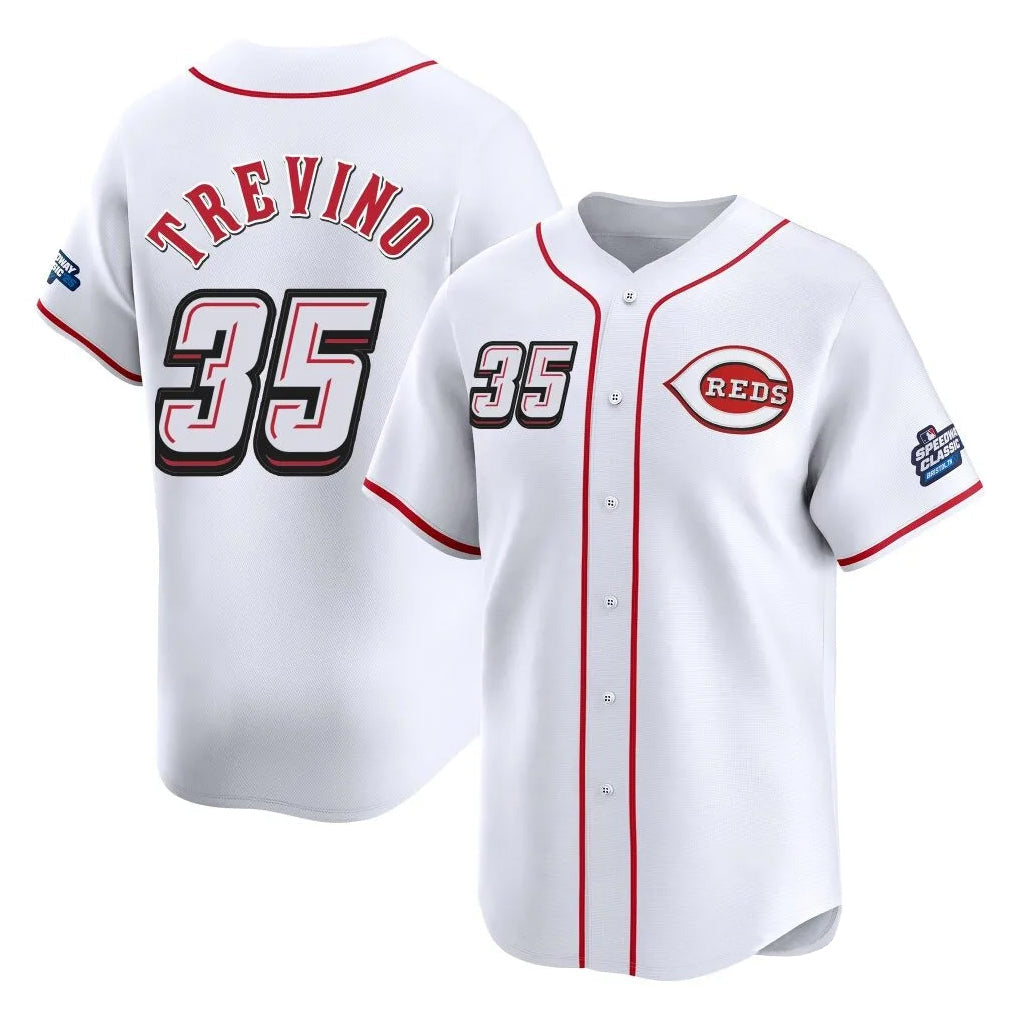 Arlishia C.Reds #35 Jose Trevino Player White Speedway Classic Home Limited Stitched Jerseys