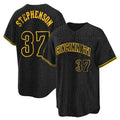 Arlishia C.Reds #37 Tyler Stephenson Player Black Snake Skin City Home Stitched Jerseys