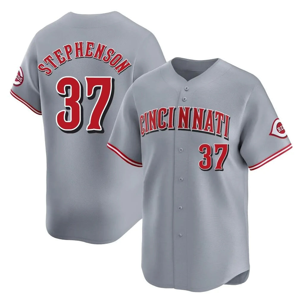 Arlishia C.Reds #37 Tyler Stephenson Player Gray Home Limited Stitched Jerseys