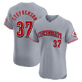 Arlishia C.Reds #37 Tyler Stephenson Player Gray Limited Elite Home Stitched Jerseys