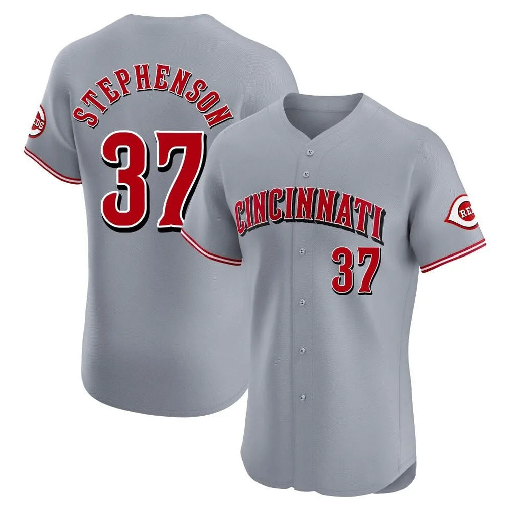 Arlishia C.Reds #37 Tyler Stephenson Player Gray Limited Elite Home Stitched Jerseys