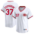 Arlishia C.Reds #37 Tyler Stephenson Player White Cooperstown Collection Limited T-shirt Home Stitched Jerseys